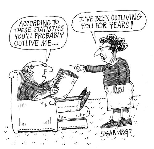 'According to these statistics you'll probably outlive me...'