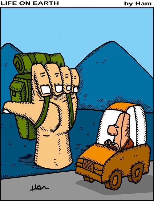 Hand hitch-hiking.