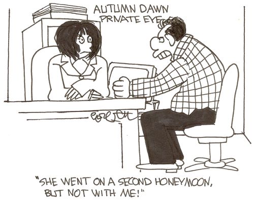 Private Eye office: 'She went on a second honeymoon,but not with me!'  