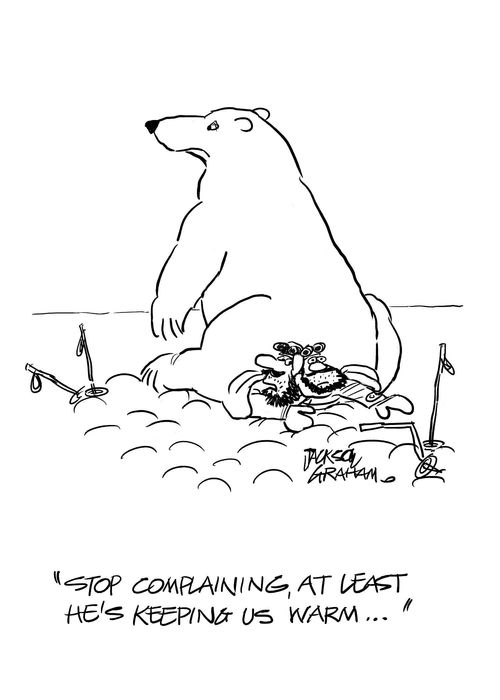 'Stop complaining at least he's keeping us warm...'