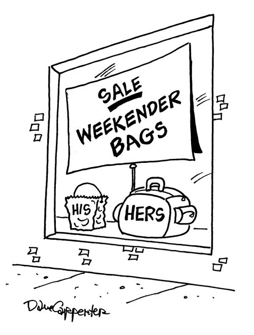 Sale: His and Her's weekender bags.