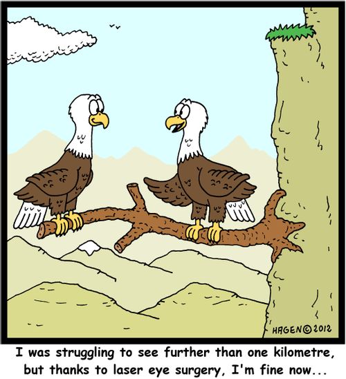 'I was struggling to see further than one kilometre, but thanks to laser eye surgery, I'm fine now...'