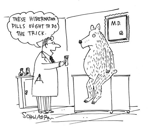 'These hibernation pills ought to do the trick.'