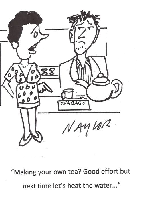 'Making your own tea? Good effort but next time let's heat the water...'