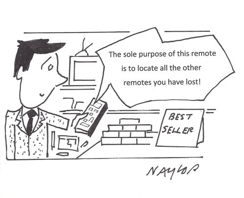 'The sole purpose of this remote is to locate all the other remotes you have lost!'