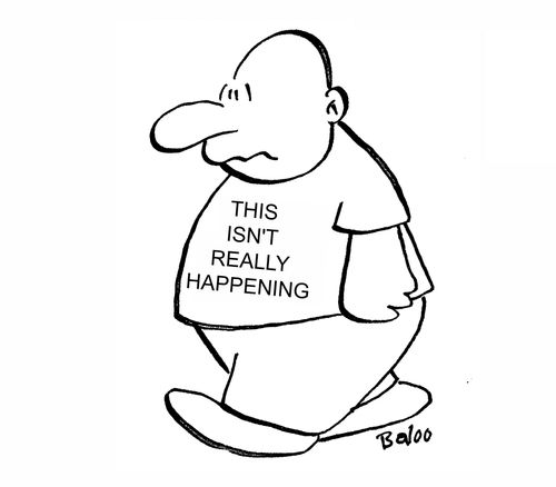 Shirt reads: This isn't really happening.