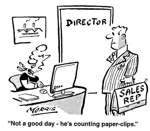 Not a good day - he's counting paper-clips.