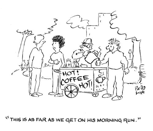 'This is as far as we get on his morning run.'