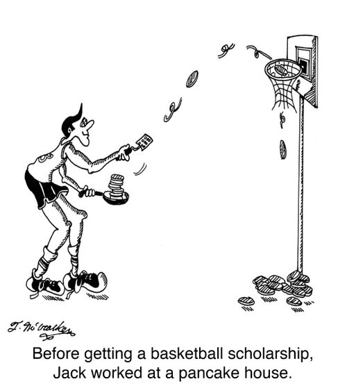 Before getting a basketball scholarship, Jack worked at a pancake house.
