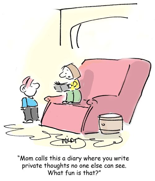 'Mom calls this a diary where you write private thoughts no one else can see. What fun is that?'