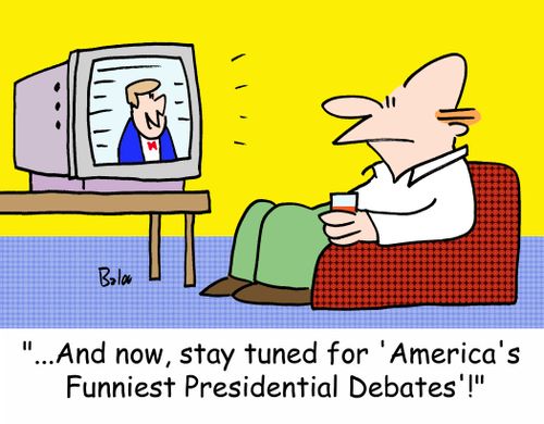 '...And now, stay tuned for 'America's Funniest Presidential Debates'!'