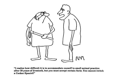 'I realize how difficult it is to accommodate oneself to small animal practice after 30 years of livestock...