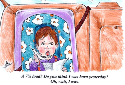 'A 7 load? Do you think I was born yesterday? Oh, wait, I was.'