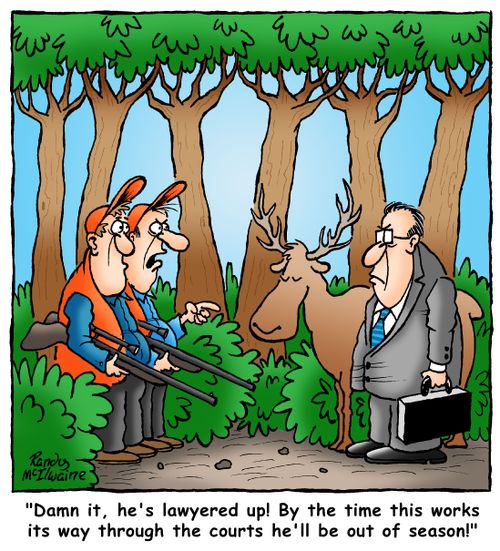 'Damn it, he's lawyered up! By the time this works its way through the courts he'll be out of season!'