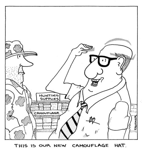 'This is our new camouflage hat.'