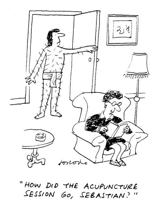 "How did the acupuncture session go, Sebastian?"