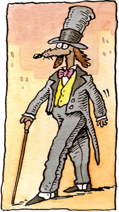 dandy dog dressed in top hat and tails