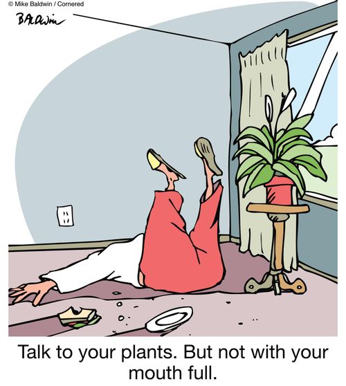 Talk to your plants. But not with your mouth full.