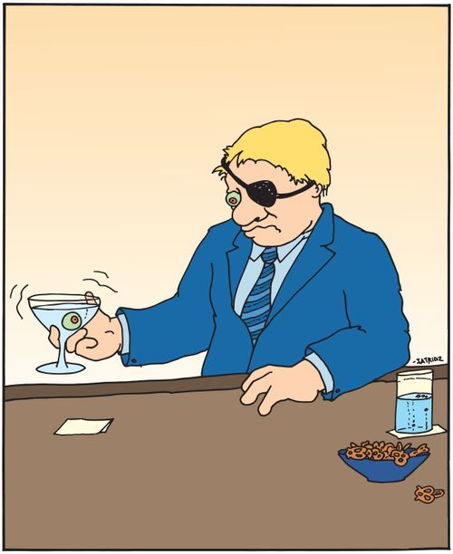 Man with martini eyeball.