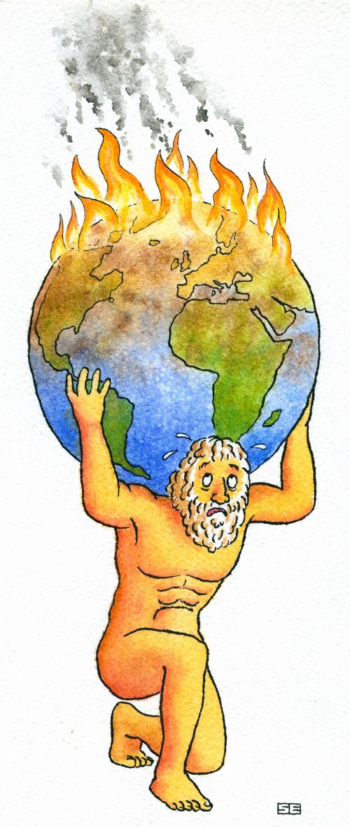 Atlas struggles with climate change.