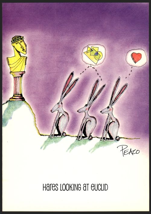 Hares looking at Euclid