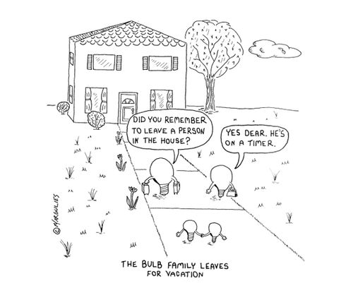 The bulb family leaves for vacation