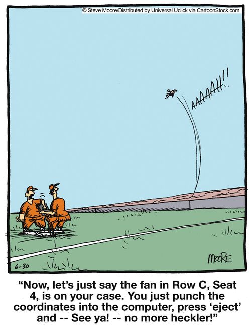 'Now, let's just say the fan in Row C, Seat 4, is on your case. You just punch the coordinates into the computer...'