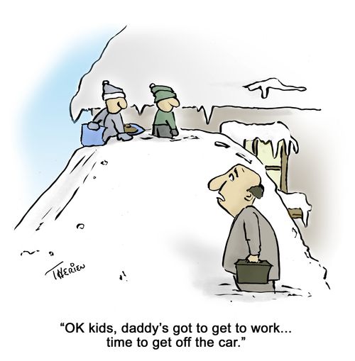 'OK, kids, daddy's got to get to work... time to get off the car.'