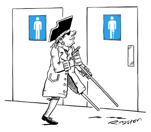 Pirate sees man on toilet sign has peg leg