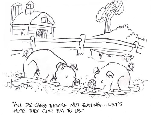 'All the carbs they're not eating...let's hope they give 'em to us.'