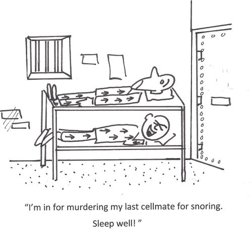 'I'm in for murdering my last cellmate for snoring. Sleep well!'