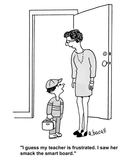 'I guess my teacher is frustrated. I saw her smack the smart board.'