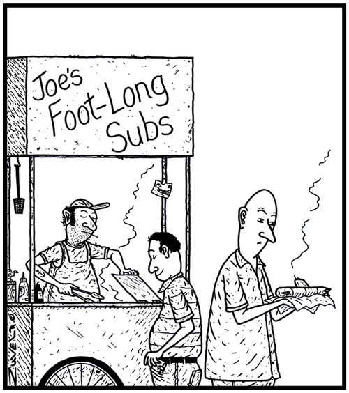Joe's Foot-long Subs: A Man discovers he has been given a little real Submarine.