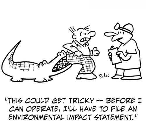 'This could get tricky -- before I can operate, I'll have to file an environmental impact statement.'