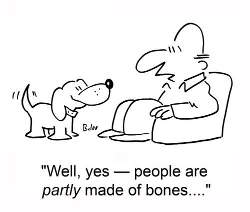 'Well, yes - people are partly made of bones....'