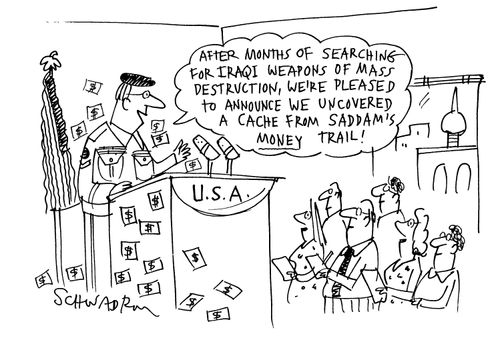 US army officer announcing discovery of Saddam's money - not WMD.