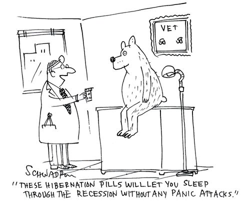'These hibernation pills will let you sleep through the recession without any panic attacks.'