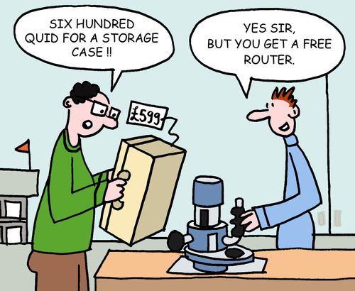Six hundred quid for a storage case! Yes sir, but you get a free router.