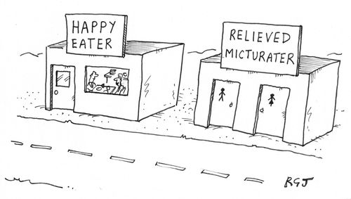 'Relieved Micturater' next to a 'Happy Eater'.