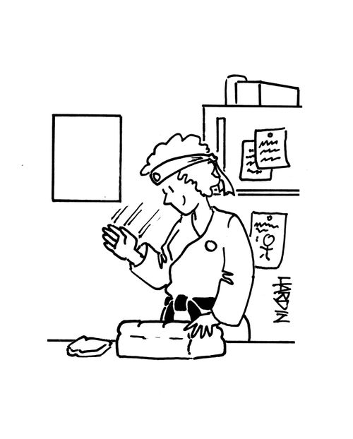 Karate Expert Chopping Bread.