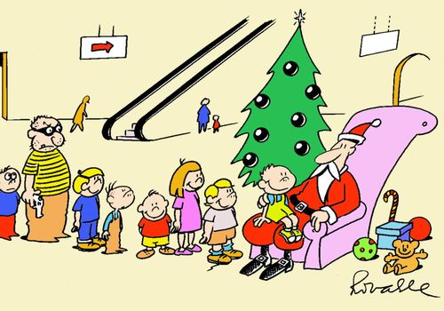 Robber queueing for Santa's grotto.