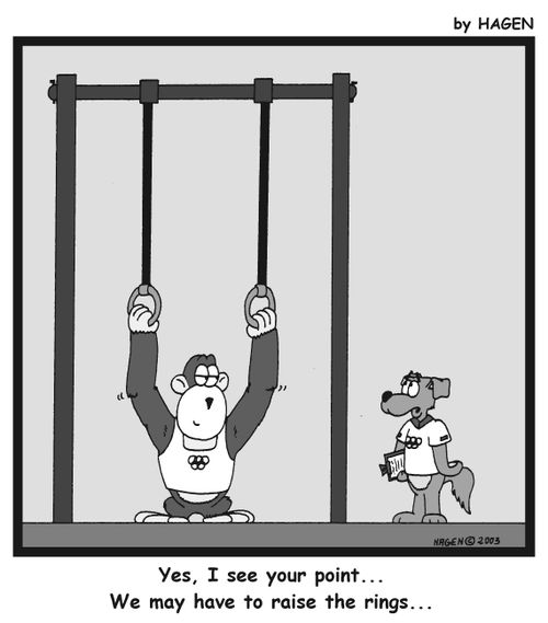 'Yes, I see your point...We may have to raise the rings...'