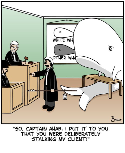 'So Captain Ahab, I put it to you that you were deliberately stalking my client!'