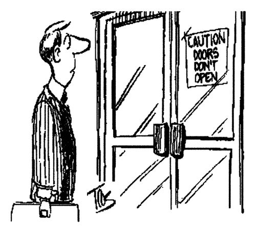 'Caution: doors don't open.'
