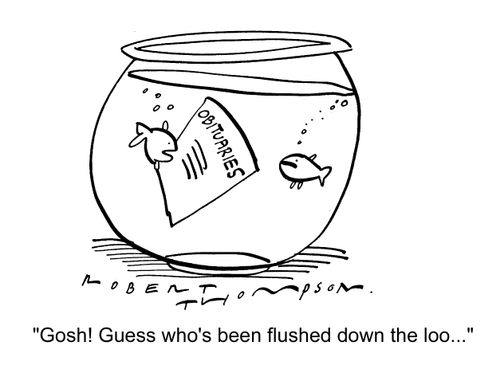 "Gosh! Guess who's been flushed down the loo"