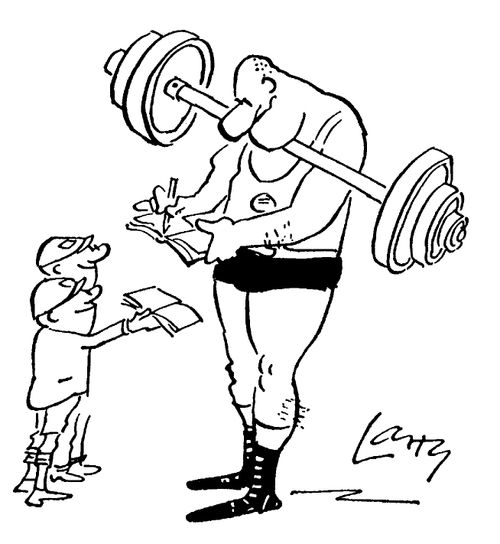 Weight-lifter's autograph