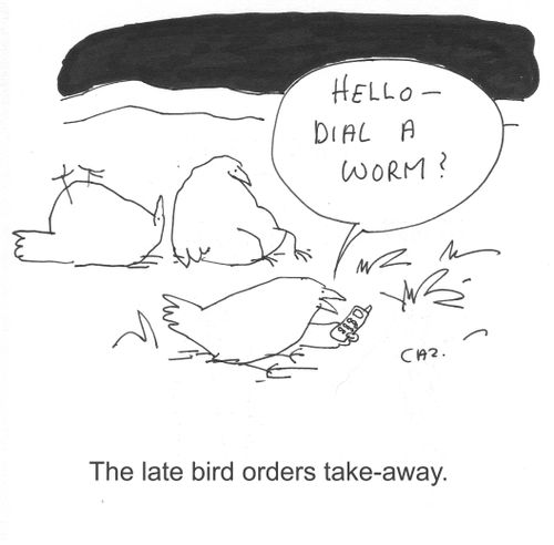 The late bird orders a take away.