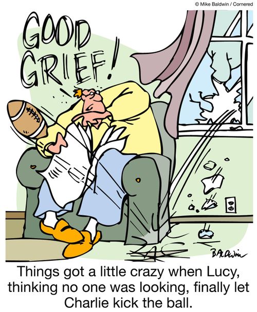 Things got a little crazy when Lucy, thinking no one was looking, finally let Charlie kick the ball.