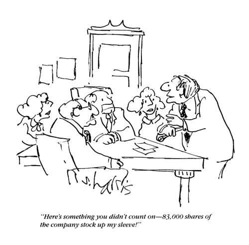 'Here's something you didn't count on - 83,000 shares of the company stock up my sleeve!'