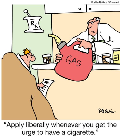 'Apply liberally whenever you get the urge to have a cigarette.'